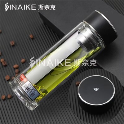 SNK-斯奈克 SNK-1682 杯 中号玻璃杯 320ml  双层玻璃杯智能测温特厚隔热加厚大容量杯子水杯 